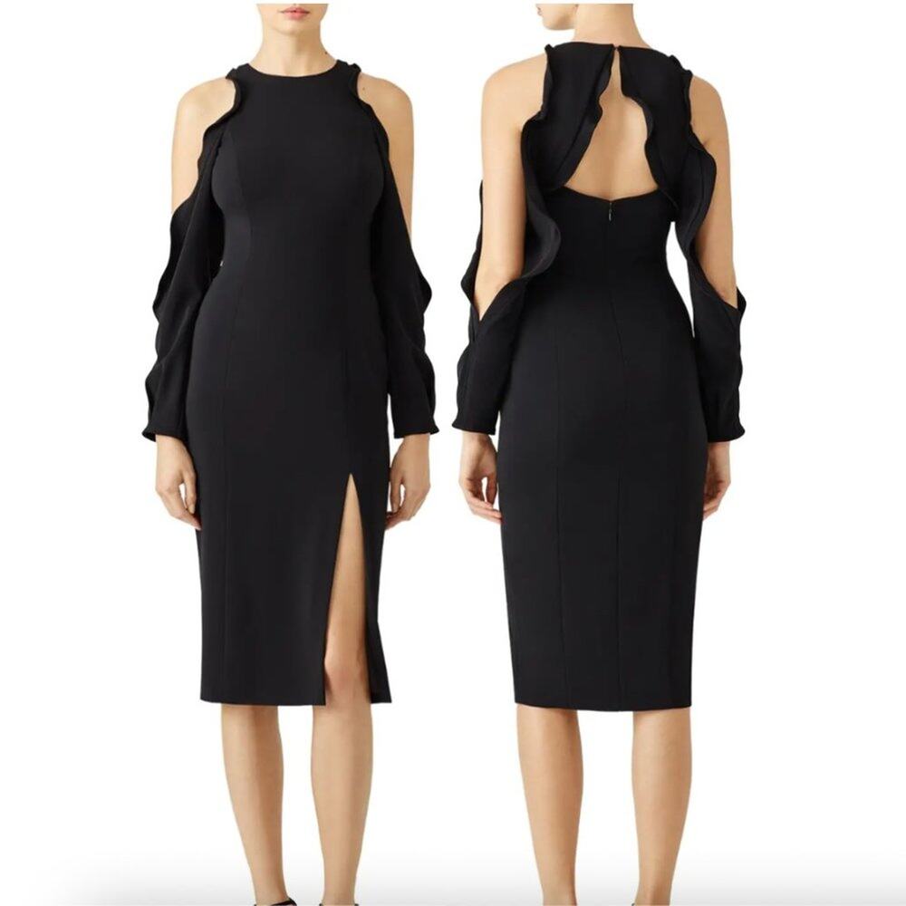 Jay Godfrey Beresford Black Ruffle Midi Dress